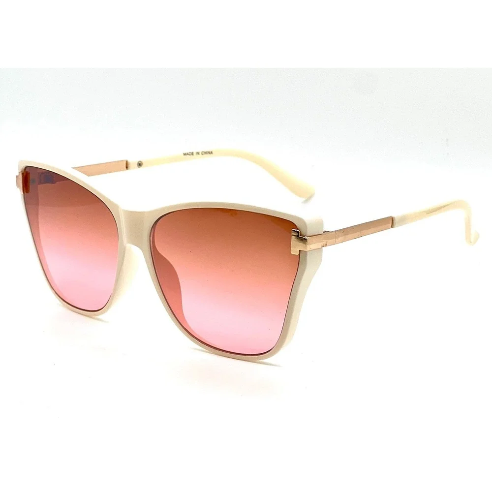 Sunglasses Lady Pink Gradient Lens Ivory Frame Fashion Shades Women's Luxury New